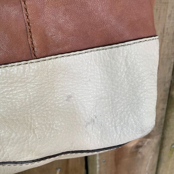 FOSSIL Turnlock Two Tone Leather SHOPPER TOTE SHOULDER BAG - Picture 7 of 8